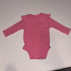 Garanimals Pink Ribbed Long-Sleeve Ruffle Bodysuit